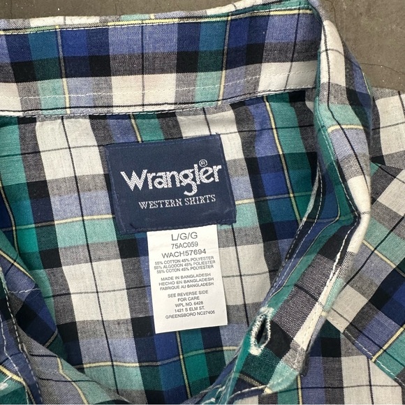 Wrangler Men’s Western Performance Pearl Snap Long Sleeve Button Down Shirt Sz L - Picture 5 of 5